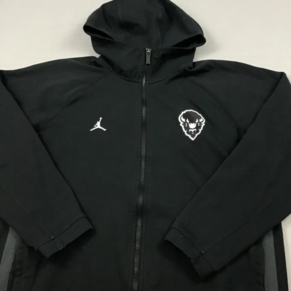 Jordan Jacket Men Large Black Jumpman Full Zip Hood Basketball Buffalo Therma L